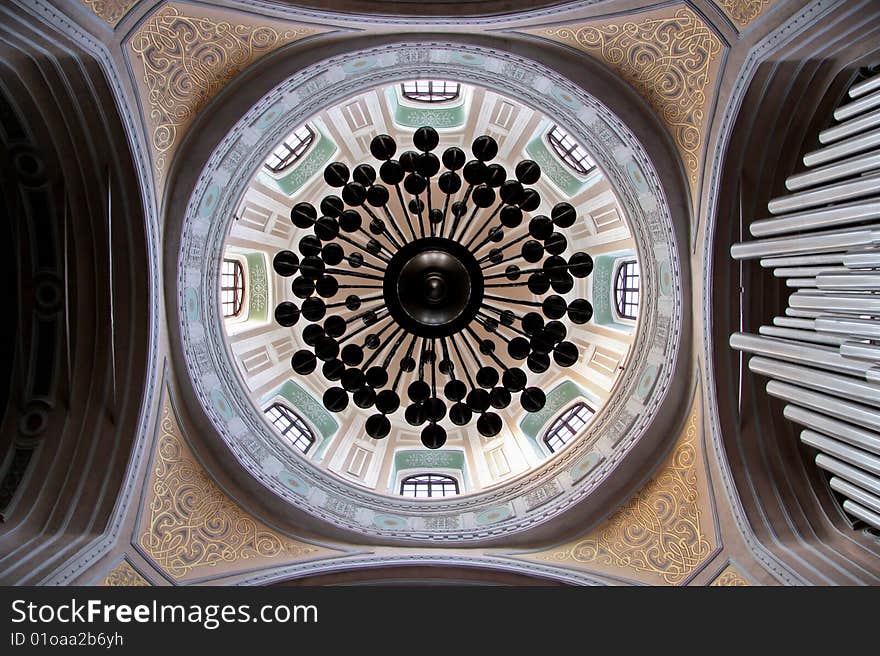 Dome chandelier in a curch