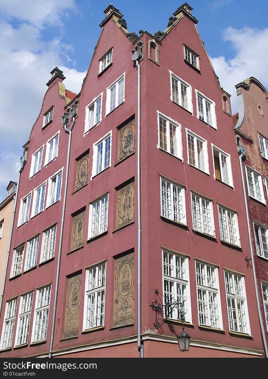 One of many historical tenement houses in Gdansk, Poland