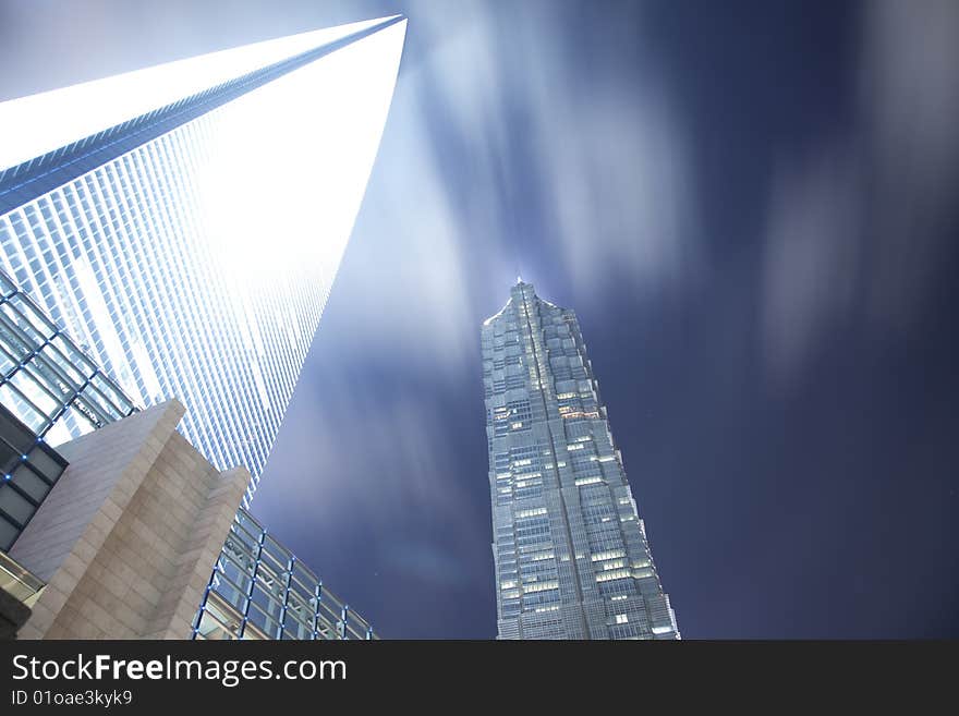 The night view of the lujiazui financial centre in shanghai china. The night view of the lujiazui financial centre in shanghai china.