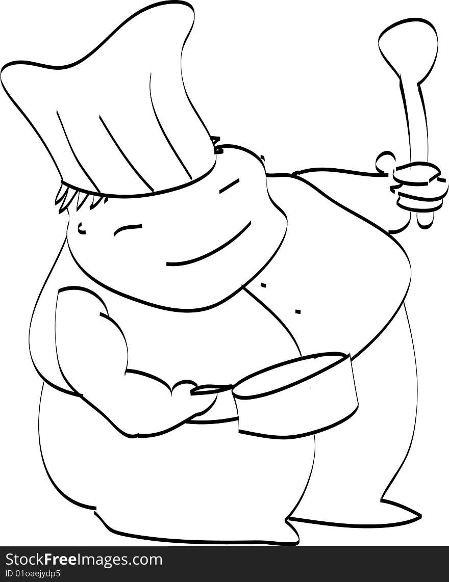 Vector illustration of a happy chef cooking