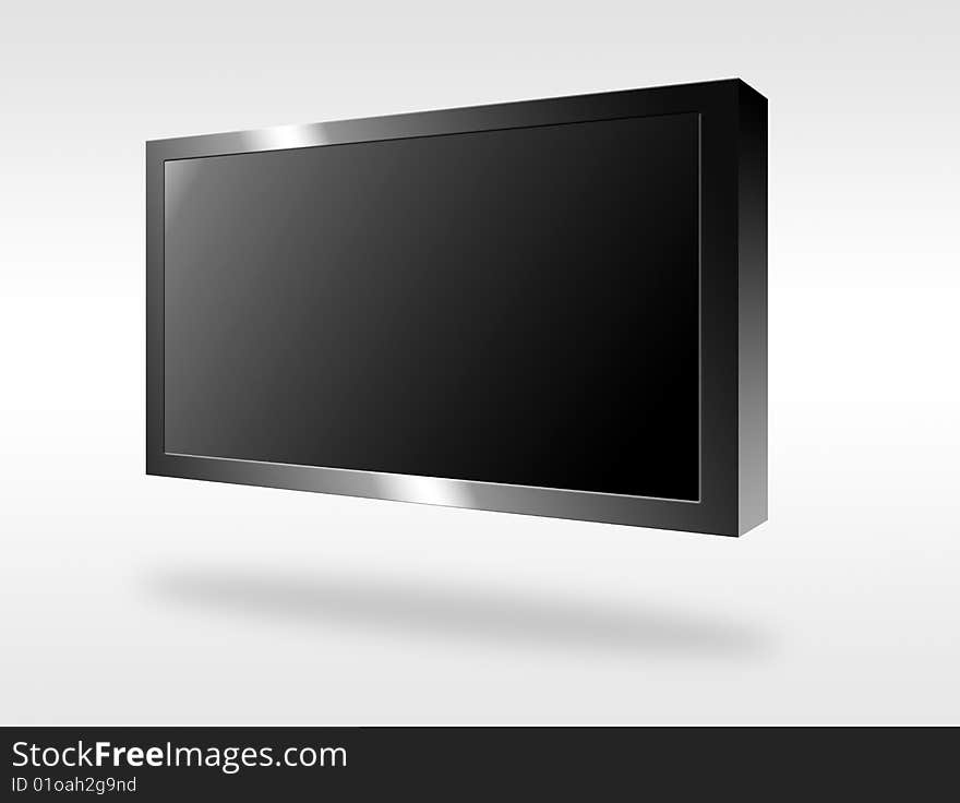 New television levitate over white background. Technology illustration