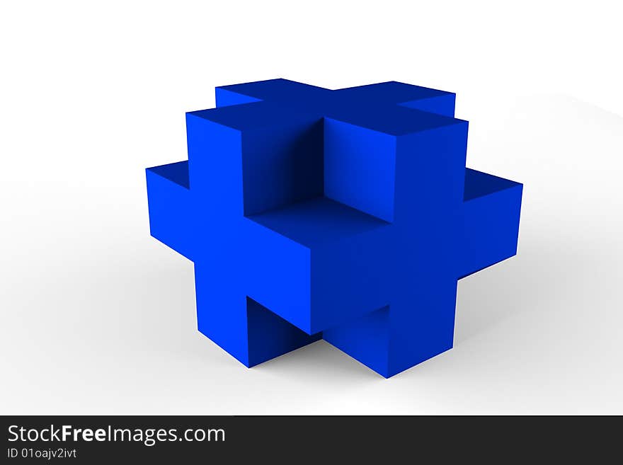 Cross cube box blue abstract