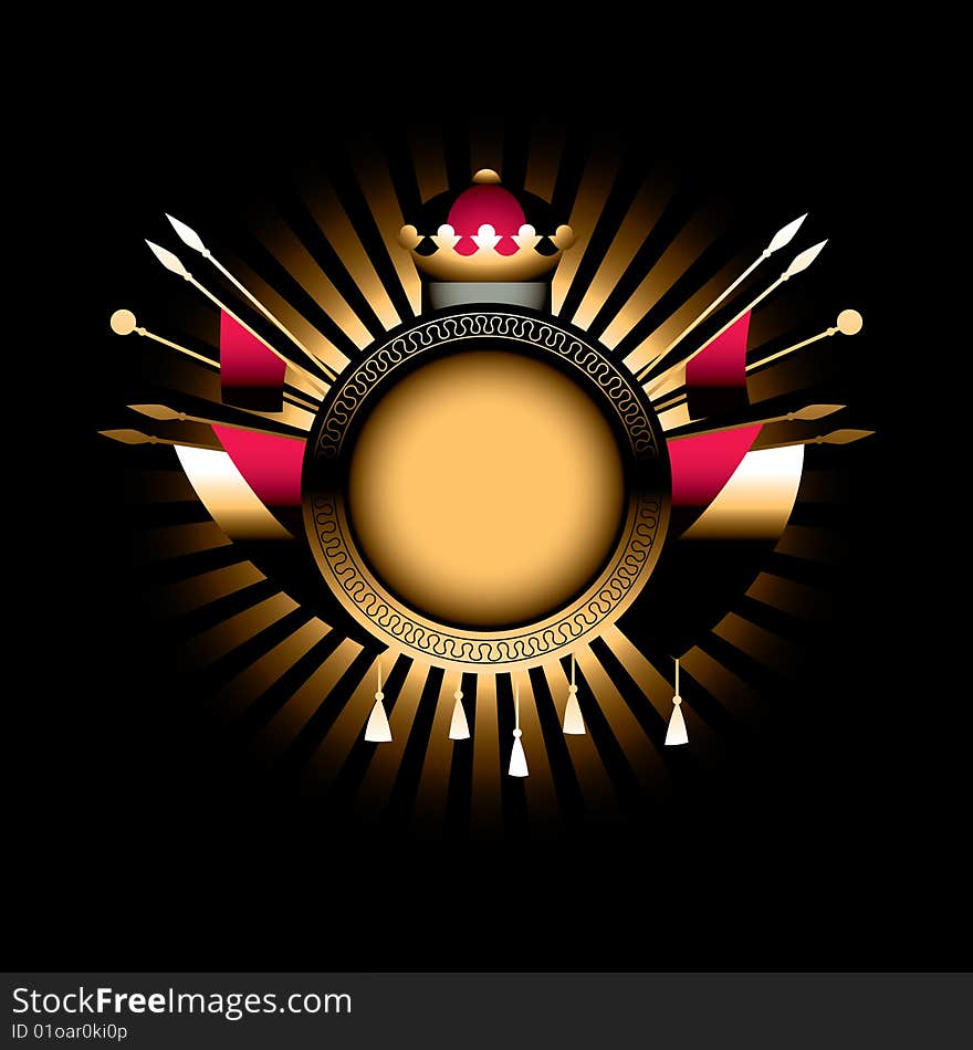 Heraldic element on a black background. Heraldic element on a black background