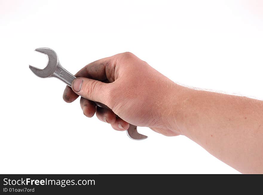 A metallic wrench