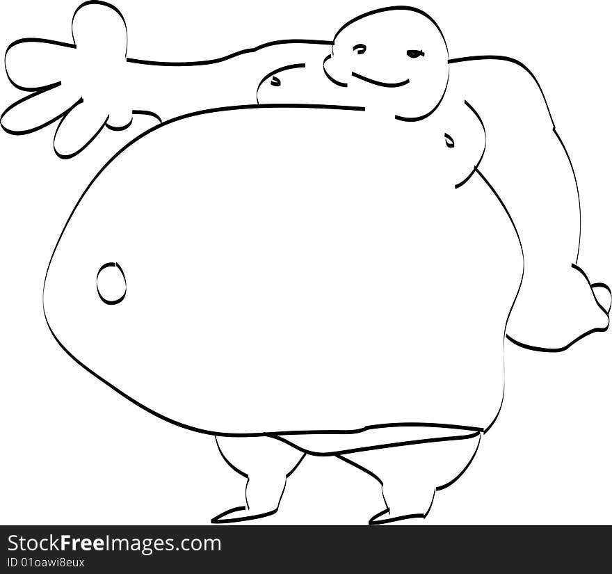 Vector illustration of a fat guy extending his hand in greeting. Vector illustration of a fat guy extending his hand in greeting