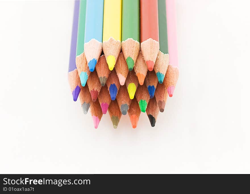 Collection of colorful pencils isolated on white background. Collection of colorful pencils isolated on white background