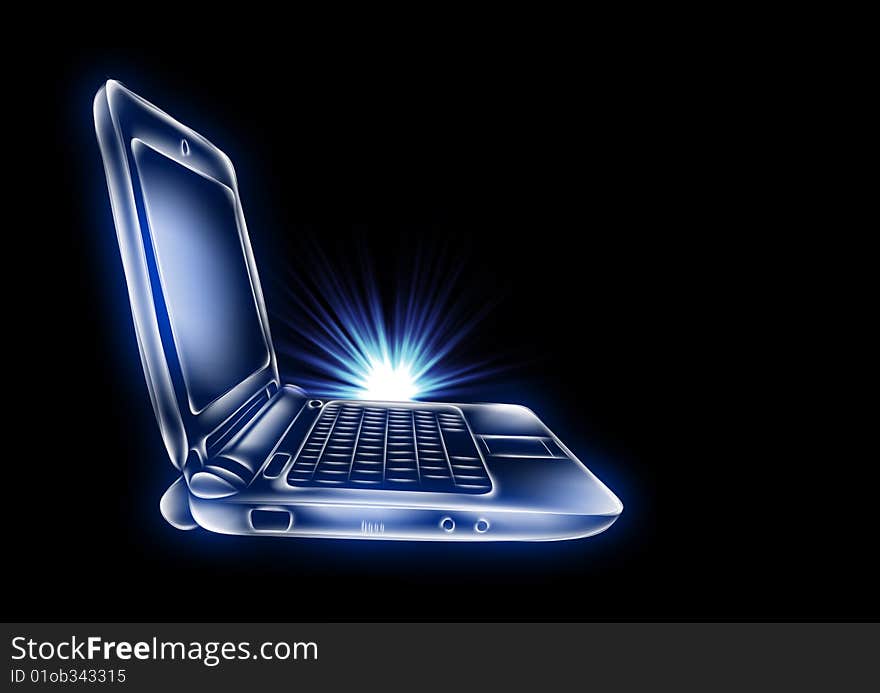 Laptop And Flash Light