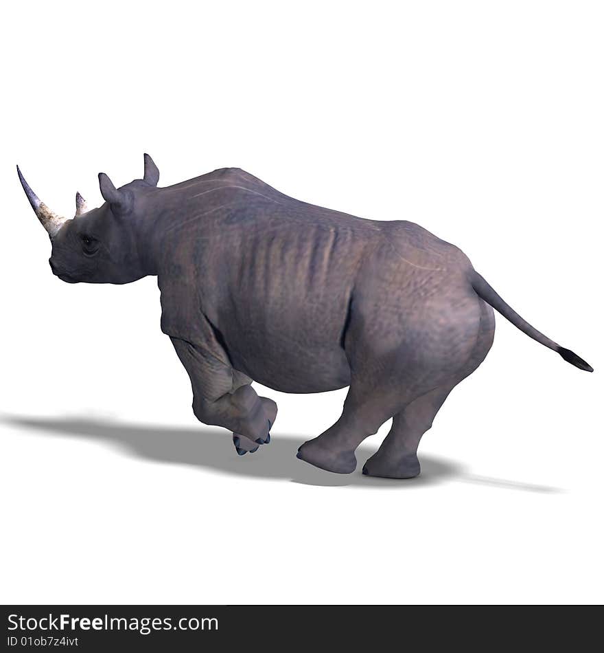 Rendering of a Rhinoceros with clipping path over white. Rendering of a Rhinoceros with clipping path over white