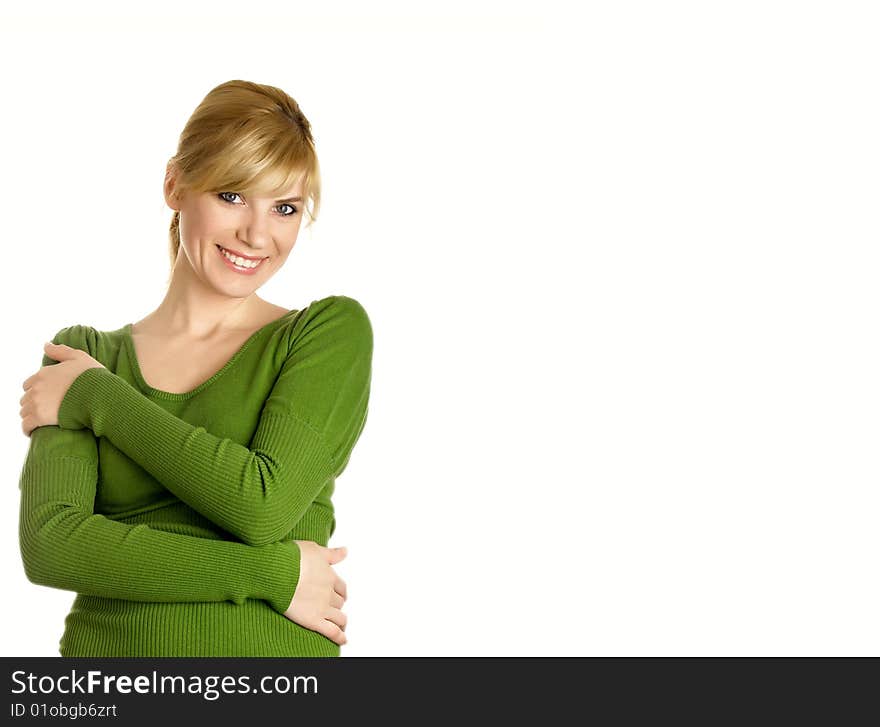 Portrait of the beautiful sexual girl in green. Portrait of the beautiful sexual girl in green