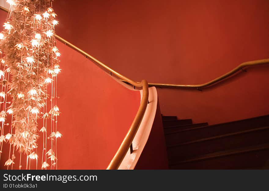 Classical interior stair design in red color