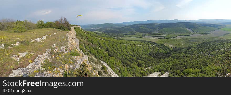 Panorama of the mountains and epidemic deathes of the south coast of Krimea. Panorama of the mountains and epidemic deathes of the south coast of Krimea