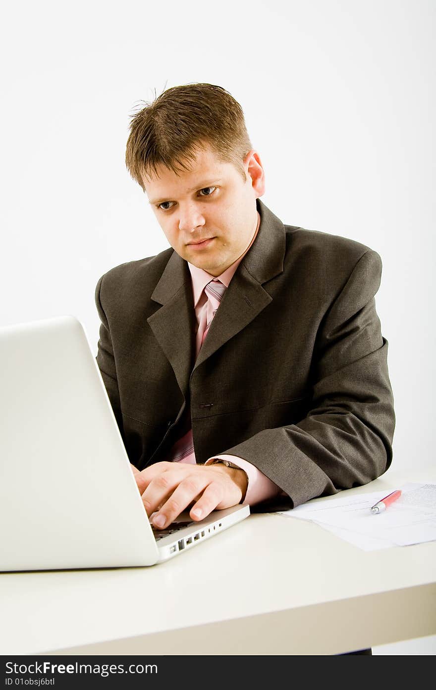 Young business man working in office