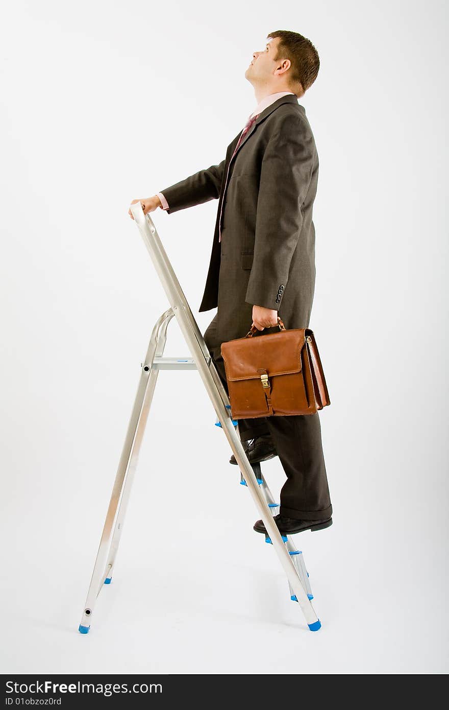 Business man with ladder