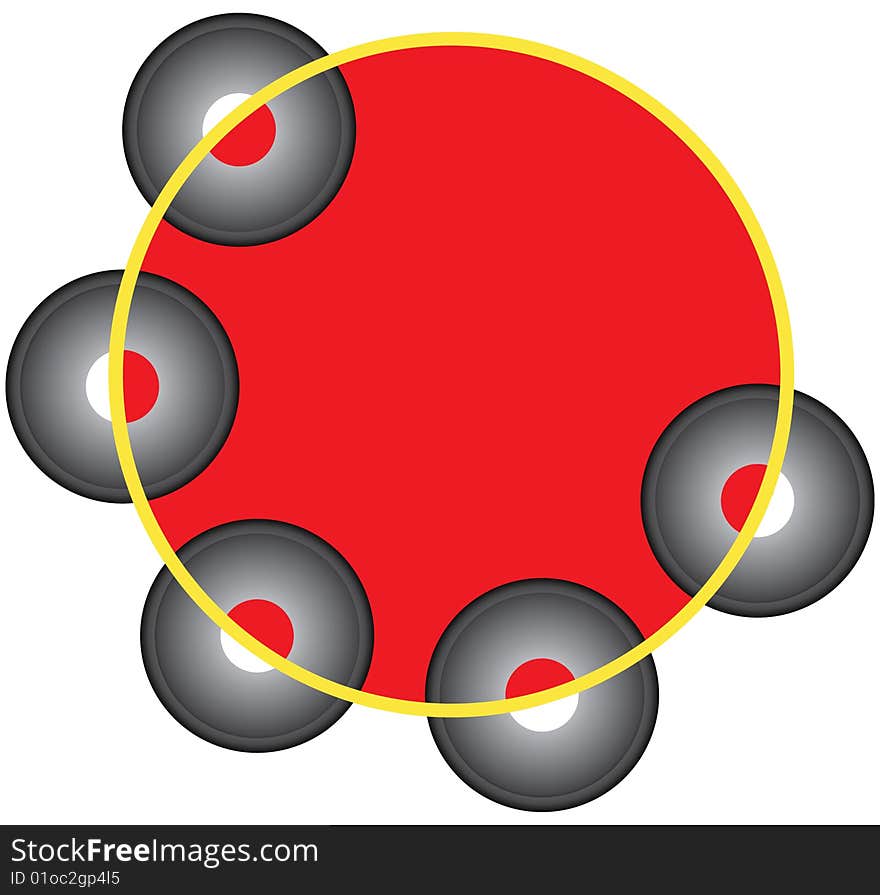 Musical instrument used for rhythm with five plates. Musical instrument used for rhythm with five plates