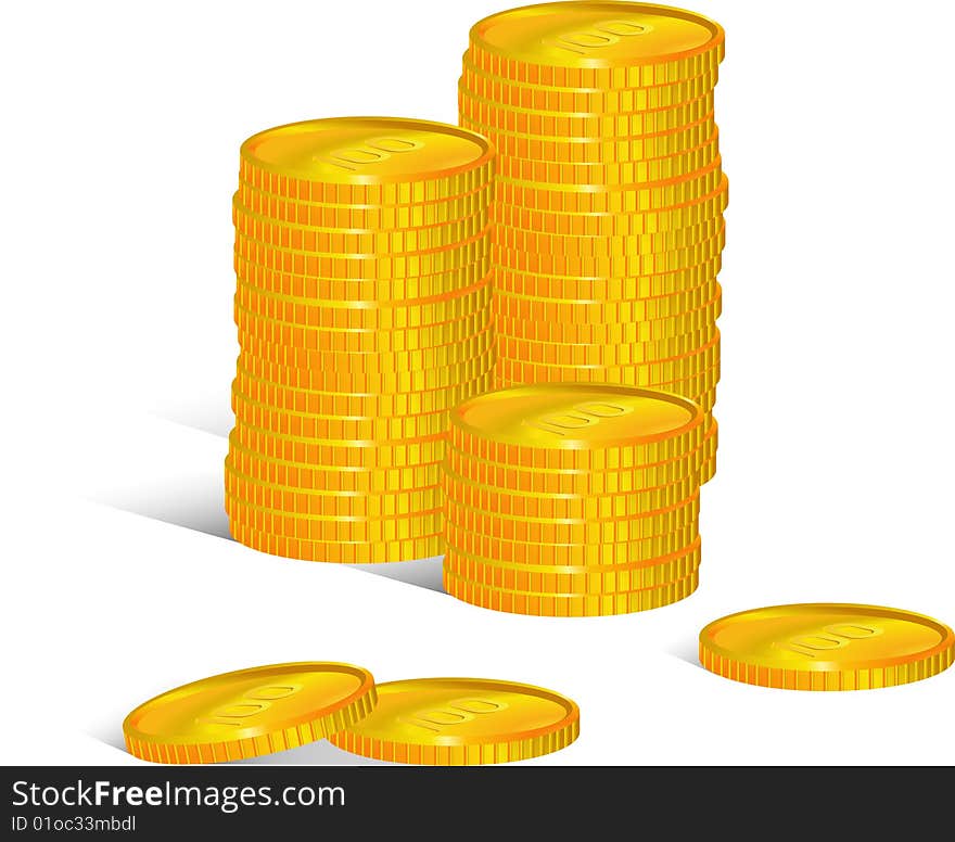 Vector coins. isolated on white