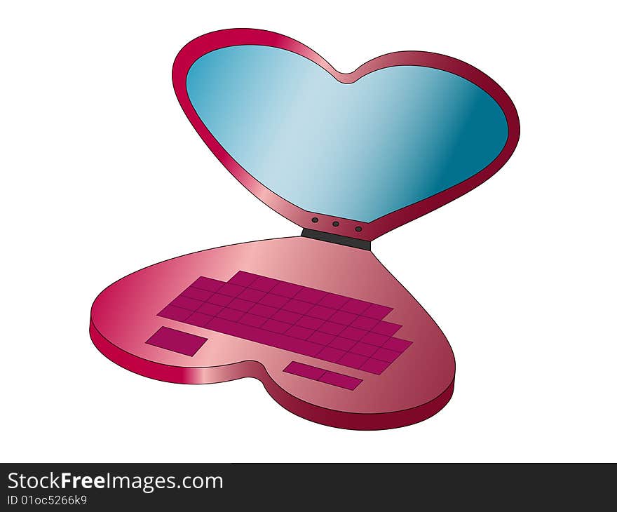 laptop in the form of heart. laptop in the form of heart