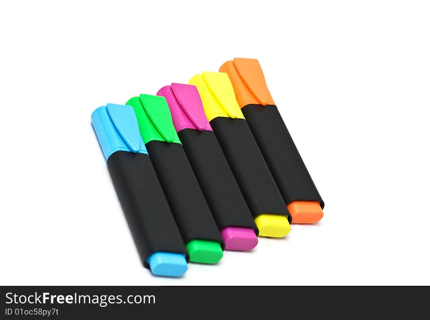 Photo of five colorful highlighters