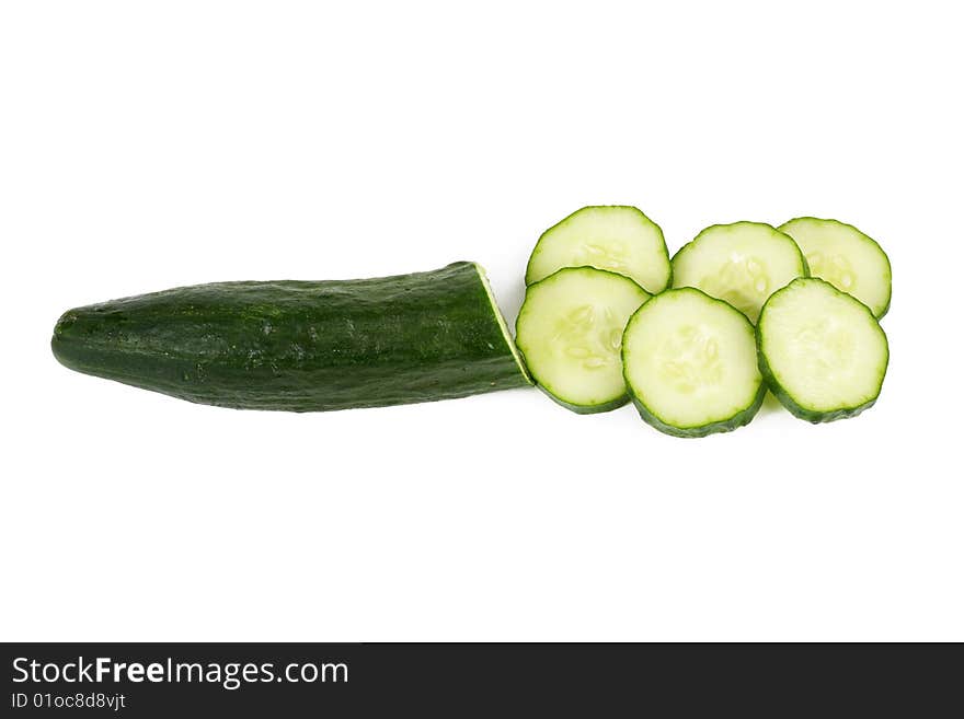 Cucumber and slices isolated