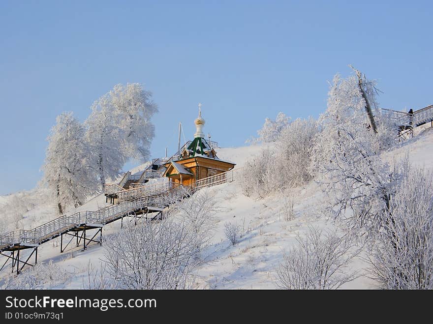 Source in Belogorsky Piously-Nikolaev man's a monastery, the Perm edge, Ural Mountains. Source in Belogorsky Piously-Nikolaev man's a monastery, the Perm edge, Ural Mountains