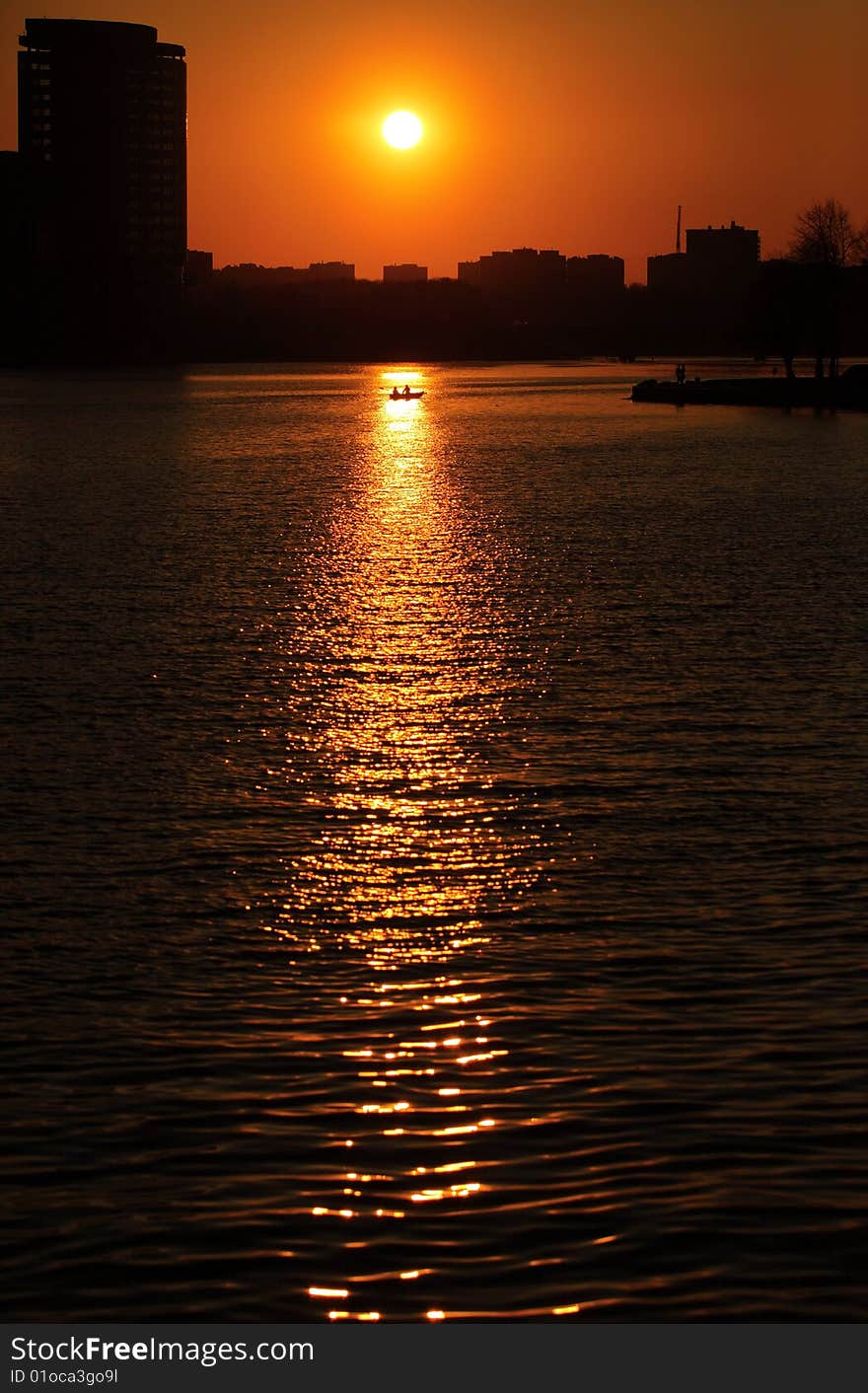 View of the sunset over the city