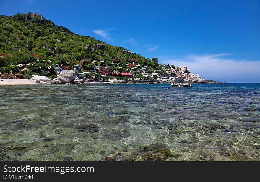 Clear water bay with reef