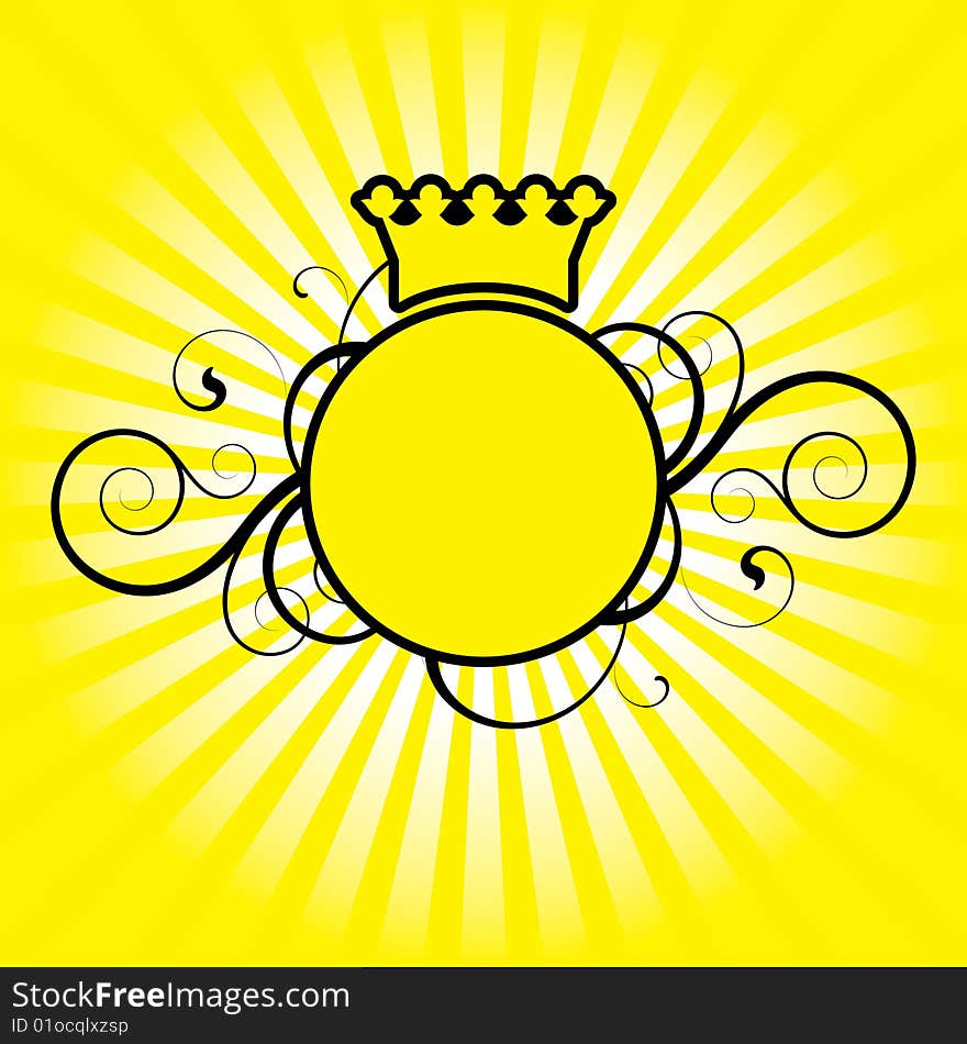 Circle with decorative elements on a yellow background. Circle with decorative elements on a yellow background