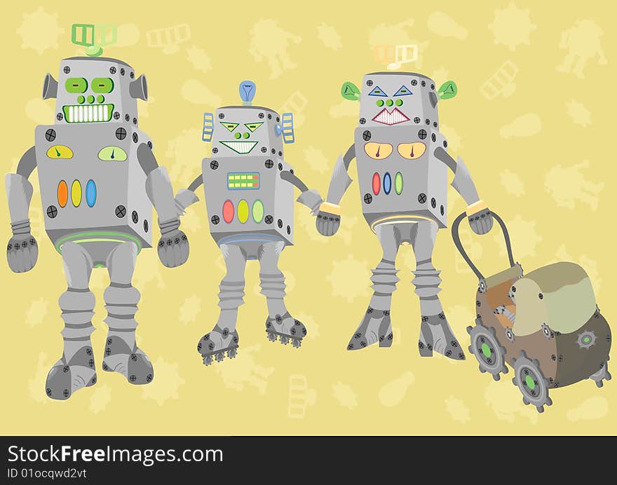 Happy family of robots