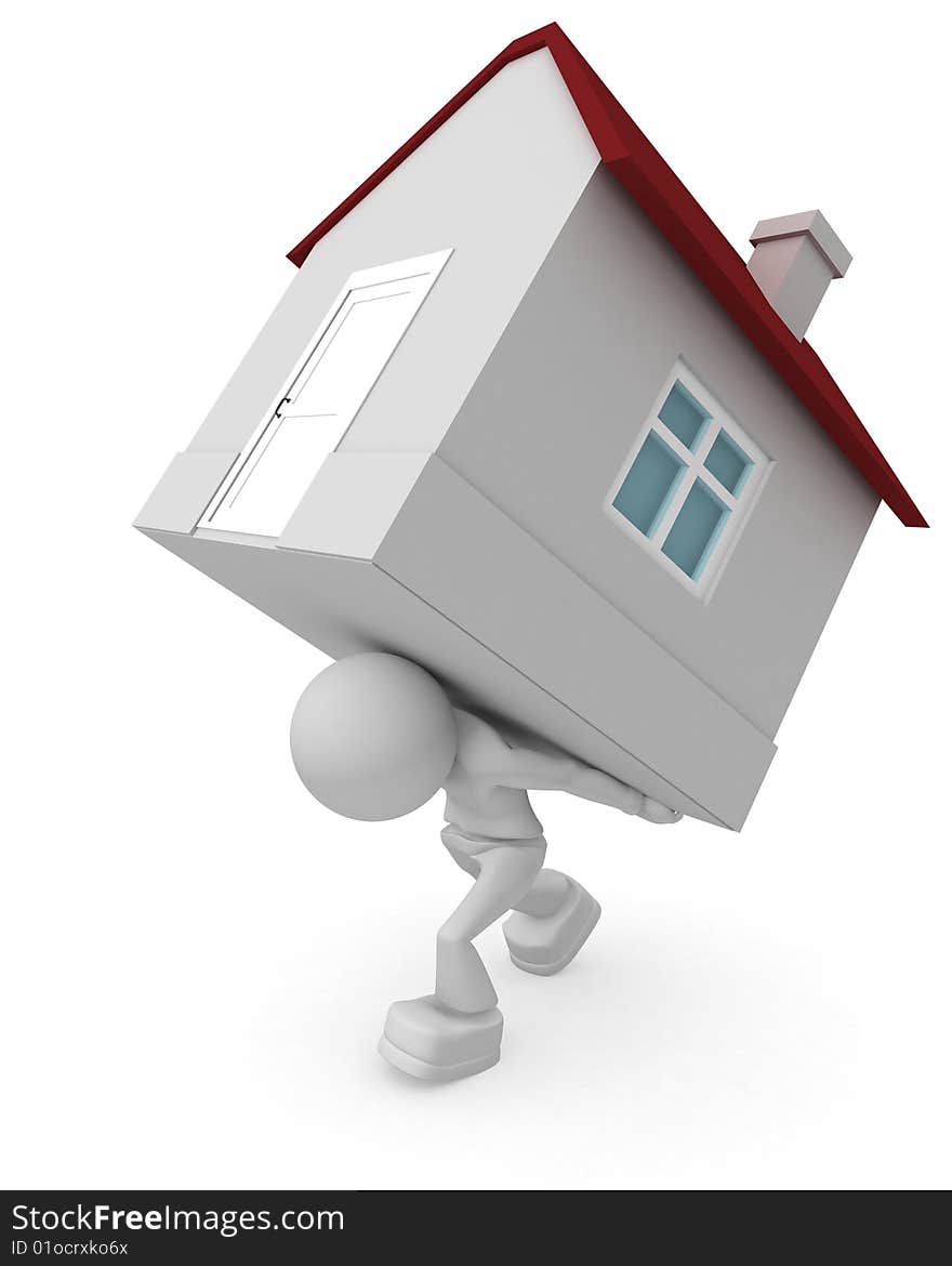 Persons carries house to You on white background. Persons carries house to You on white background