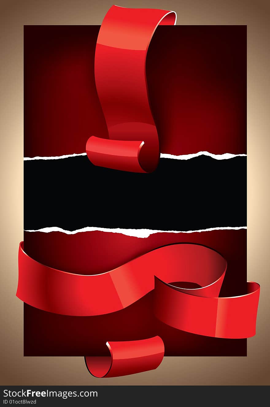 Background with glossy red ribbons and place for your text