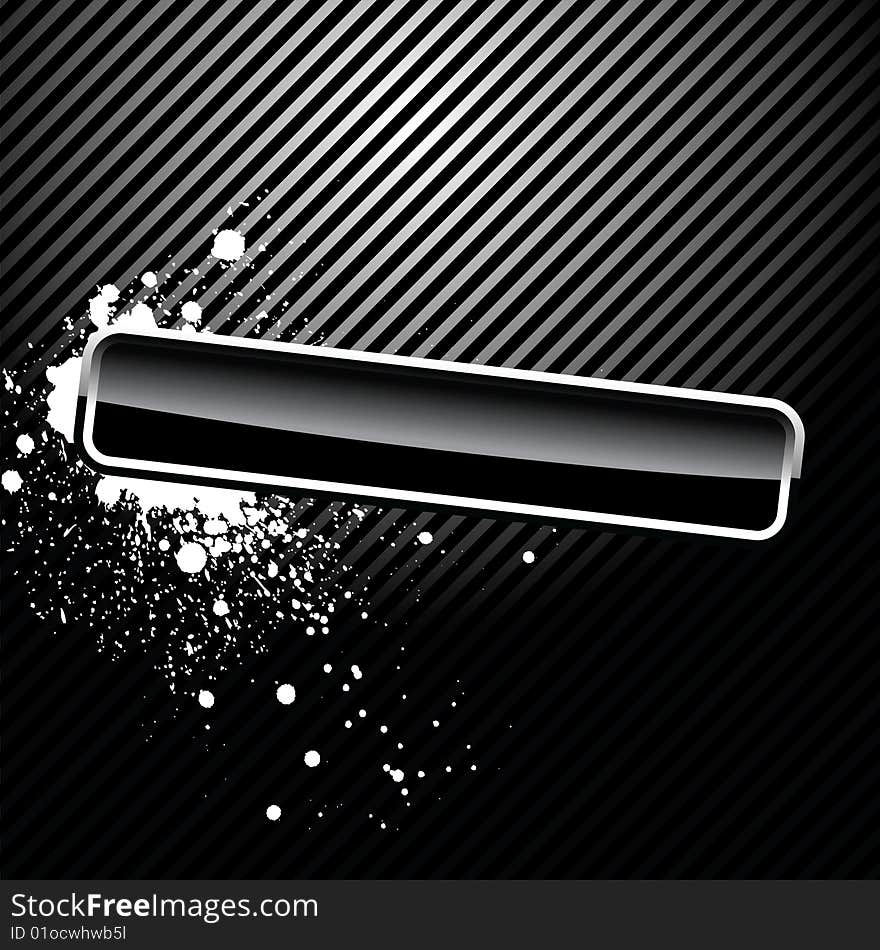 Glossy black button on white background