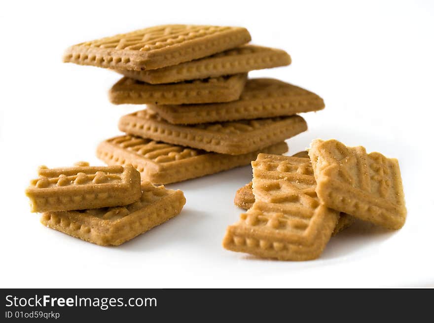 Crisp cookies in white background