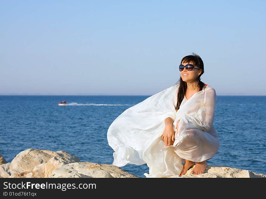 Portrait Of Beautifu Girl In White Sarong