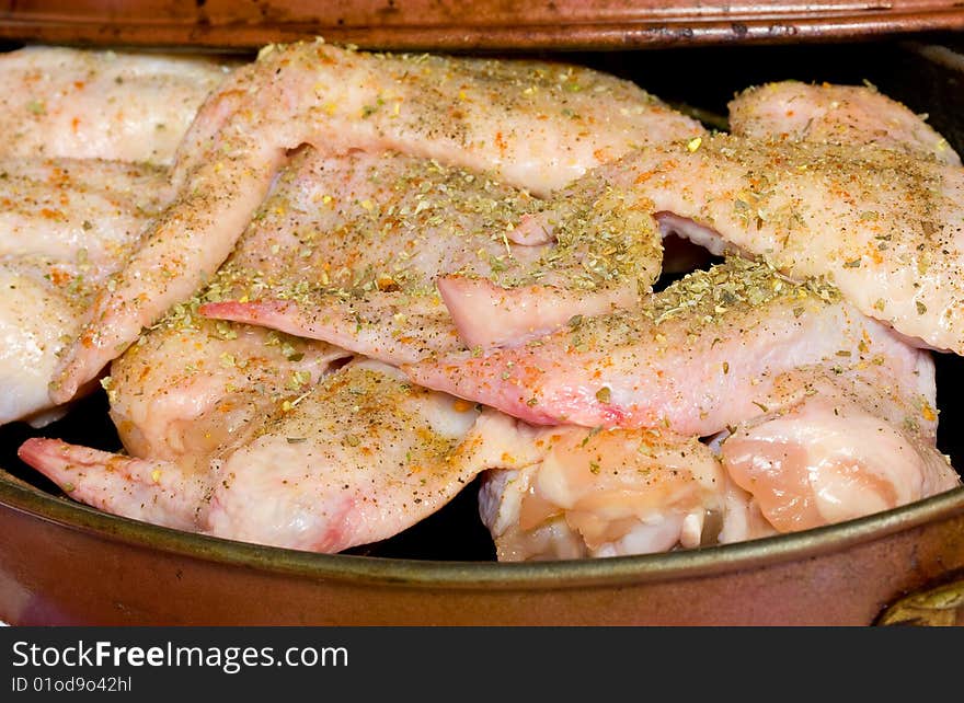 Tasty grill chicken in the plate in kitchen. Tasty grill chicken in the plate in kitchen