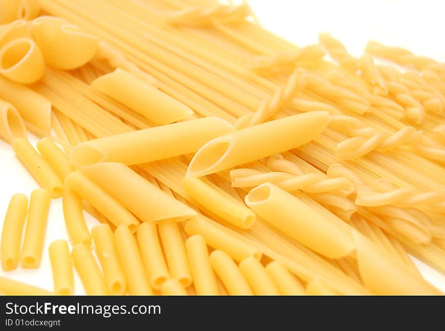 Various shapes of pasta background