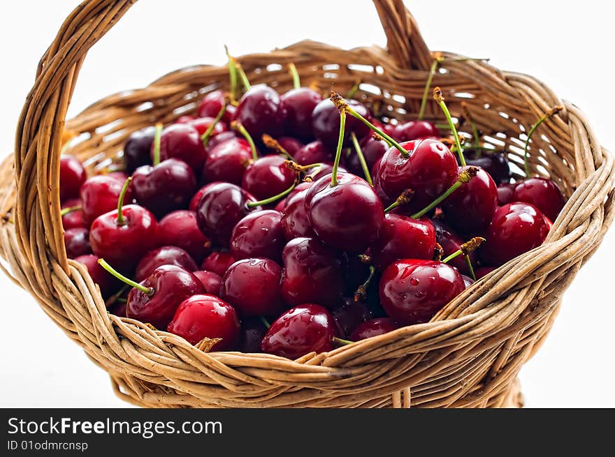 Basket with cherries red cherry