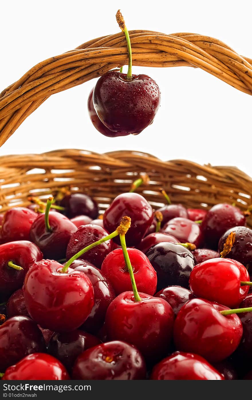 Basket with cherries red cherry