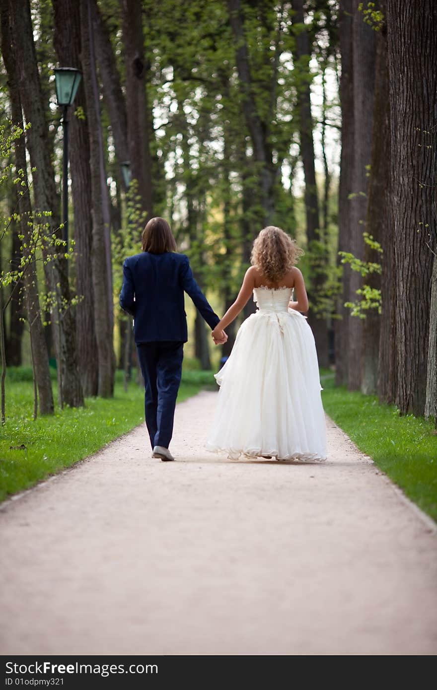 Attractive couple on their wedding day