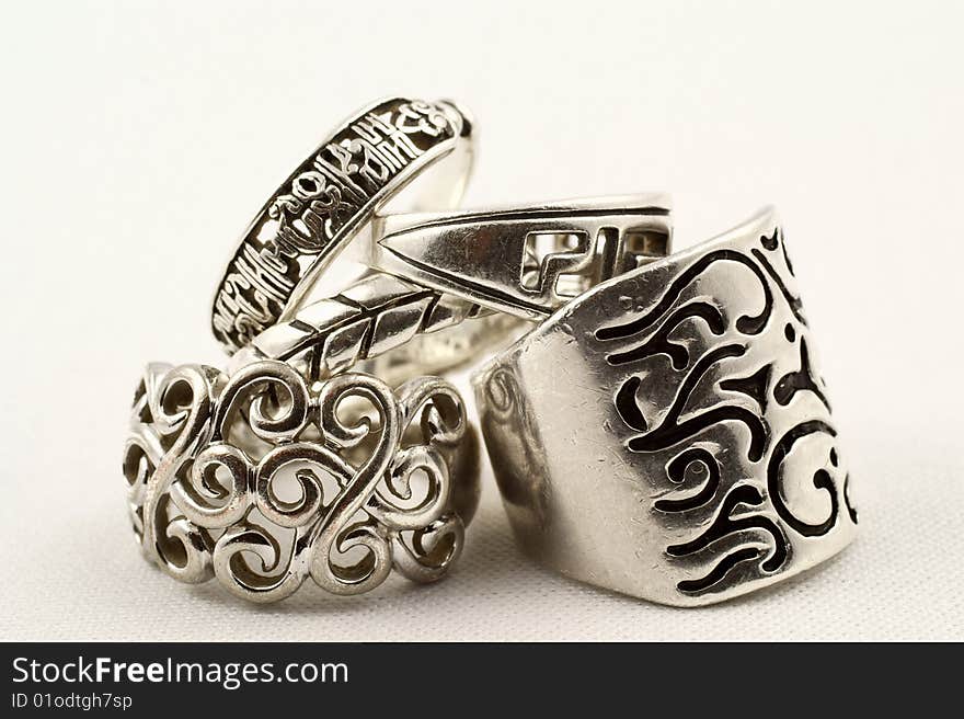 Serebrjannye rings, are photographed on a white background. Serebrjannye rings, are photographed on a white background.