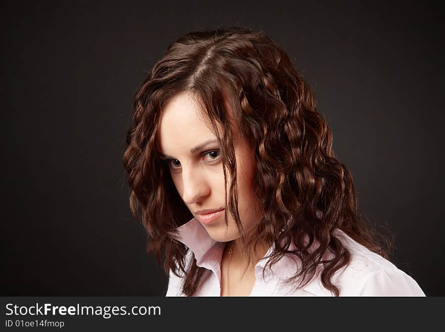 Young woman in white shirt