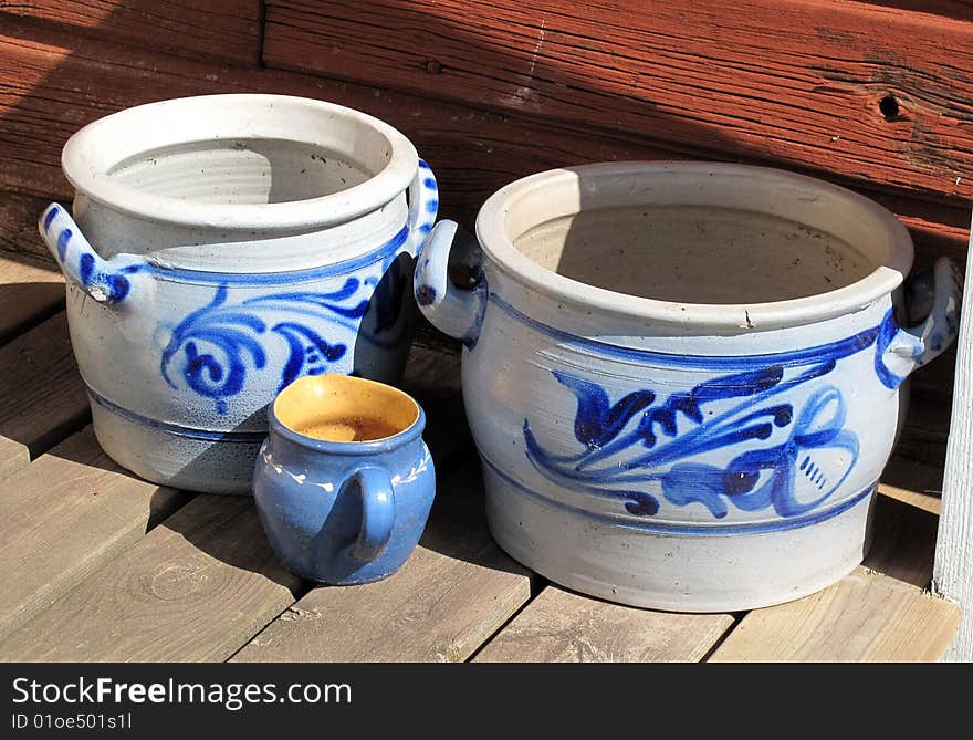 Old margarine pots