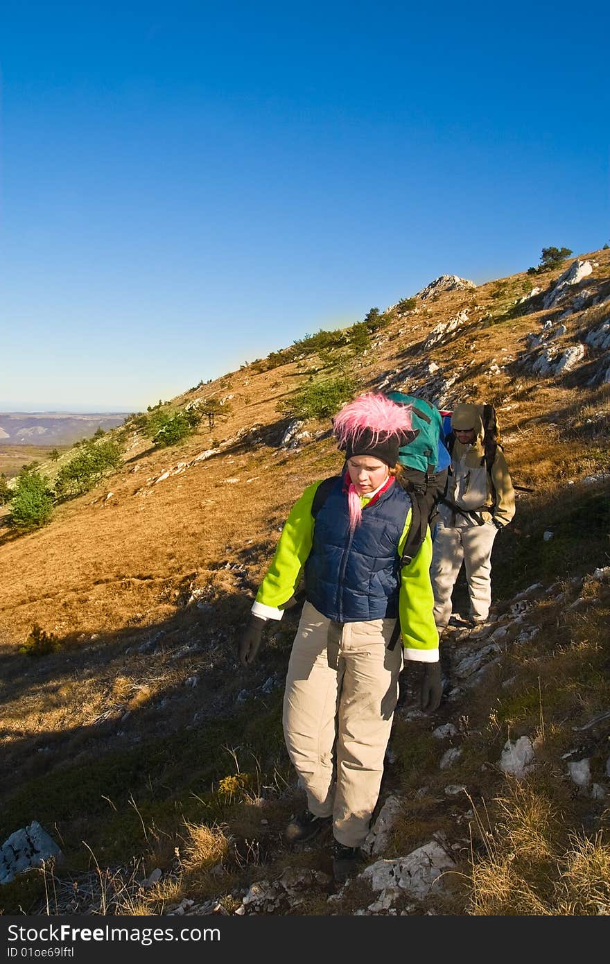 Hikers climbing the mountain