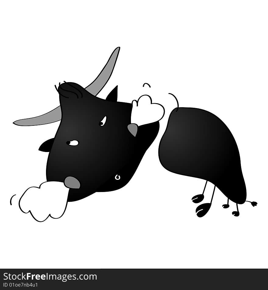 A childish vector illustration of a bull isolated on white background.