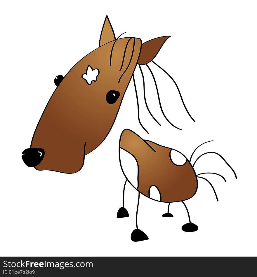 A childish vector illustration of a horse isolated on white background.