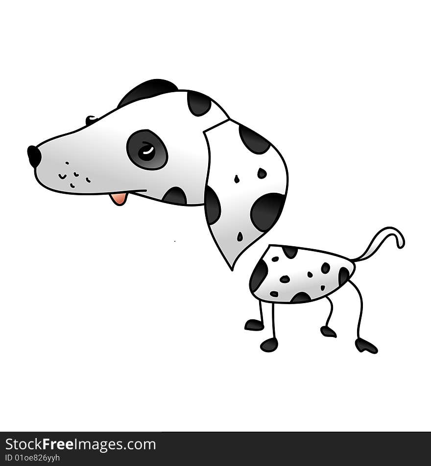 A childish vector illustration of a dalmatian dog isolated on white background.