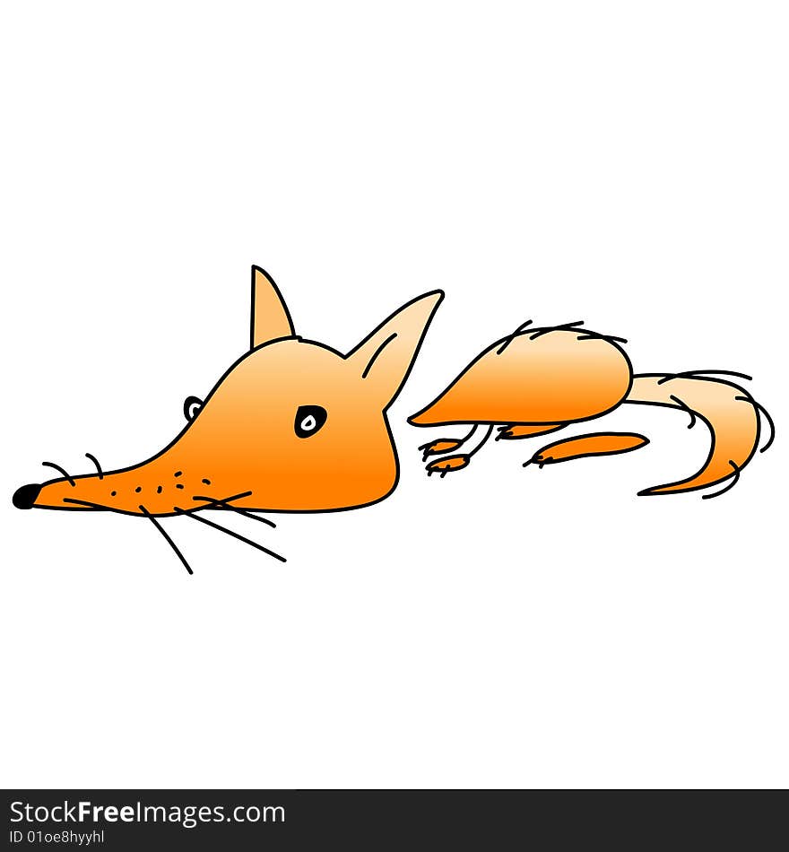 A childish vector illustration of a fox isolated on white background.