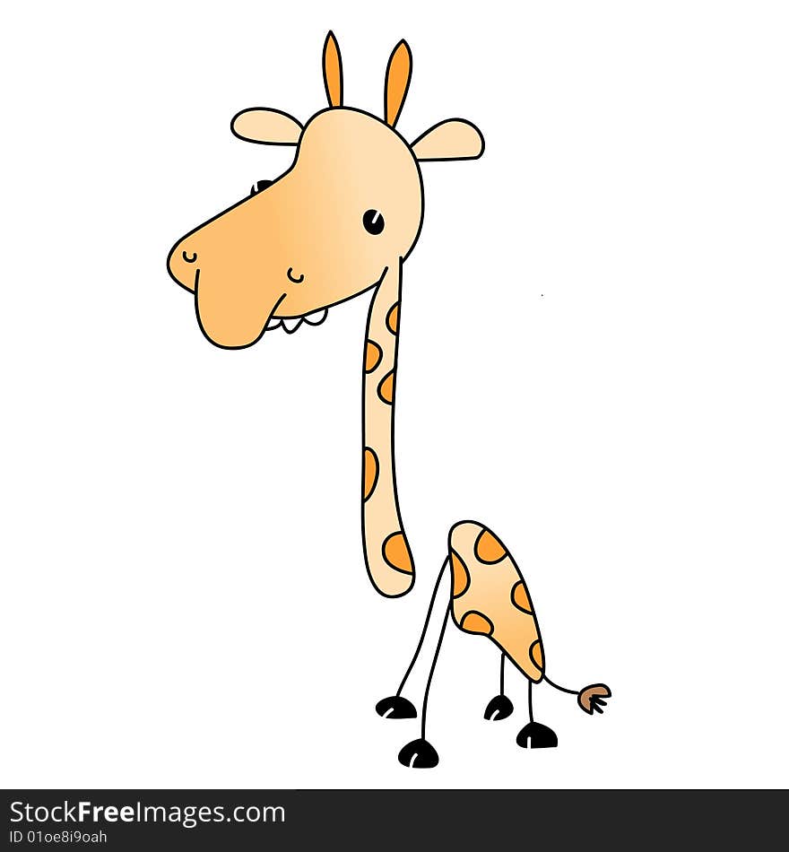 A childish vector illustration of a giraffe isolated on white background.