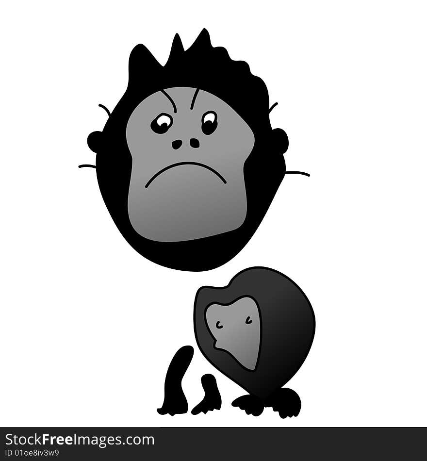 A childish vector illustration of a gorilla isolated on white background.