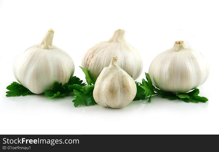 Garlic Vegetable with Green Parsley Leaves