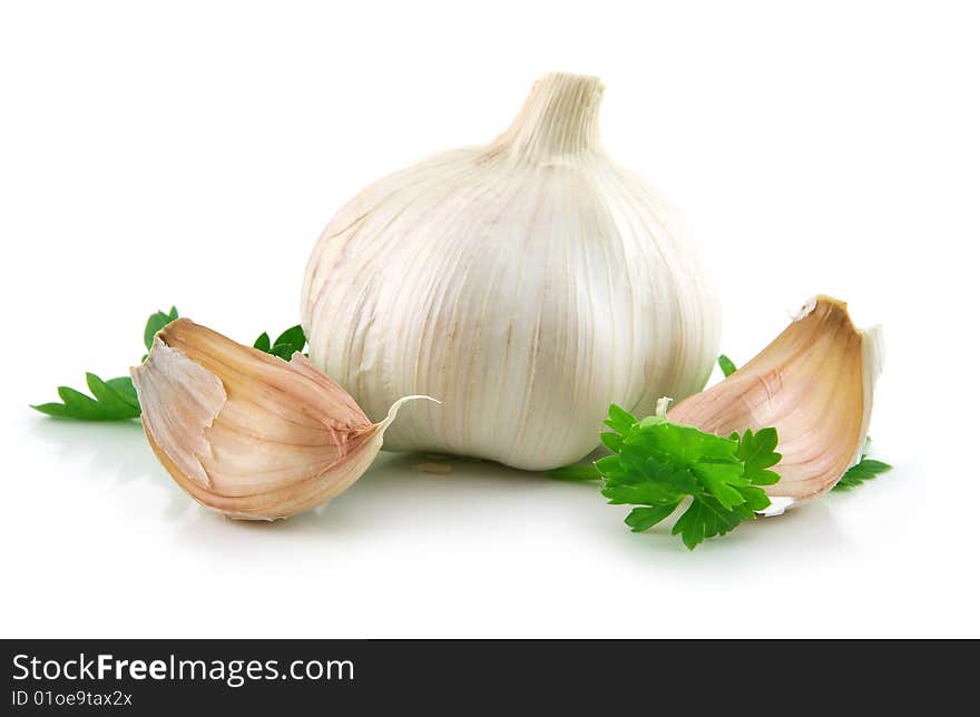 Garlic Vegetable with Green Parsley Leaves