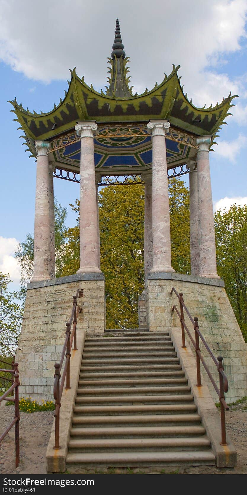 Beautiful pavilion in Petersburg. stone.